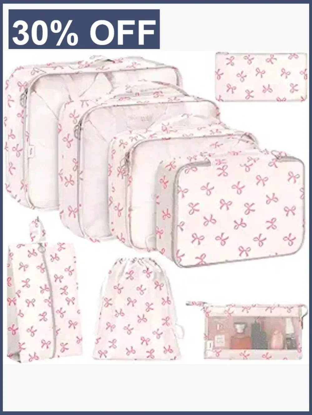 8pc Packing Cubes Set for Travel - Luggage Organizers with Toiletry Bag and
